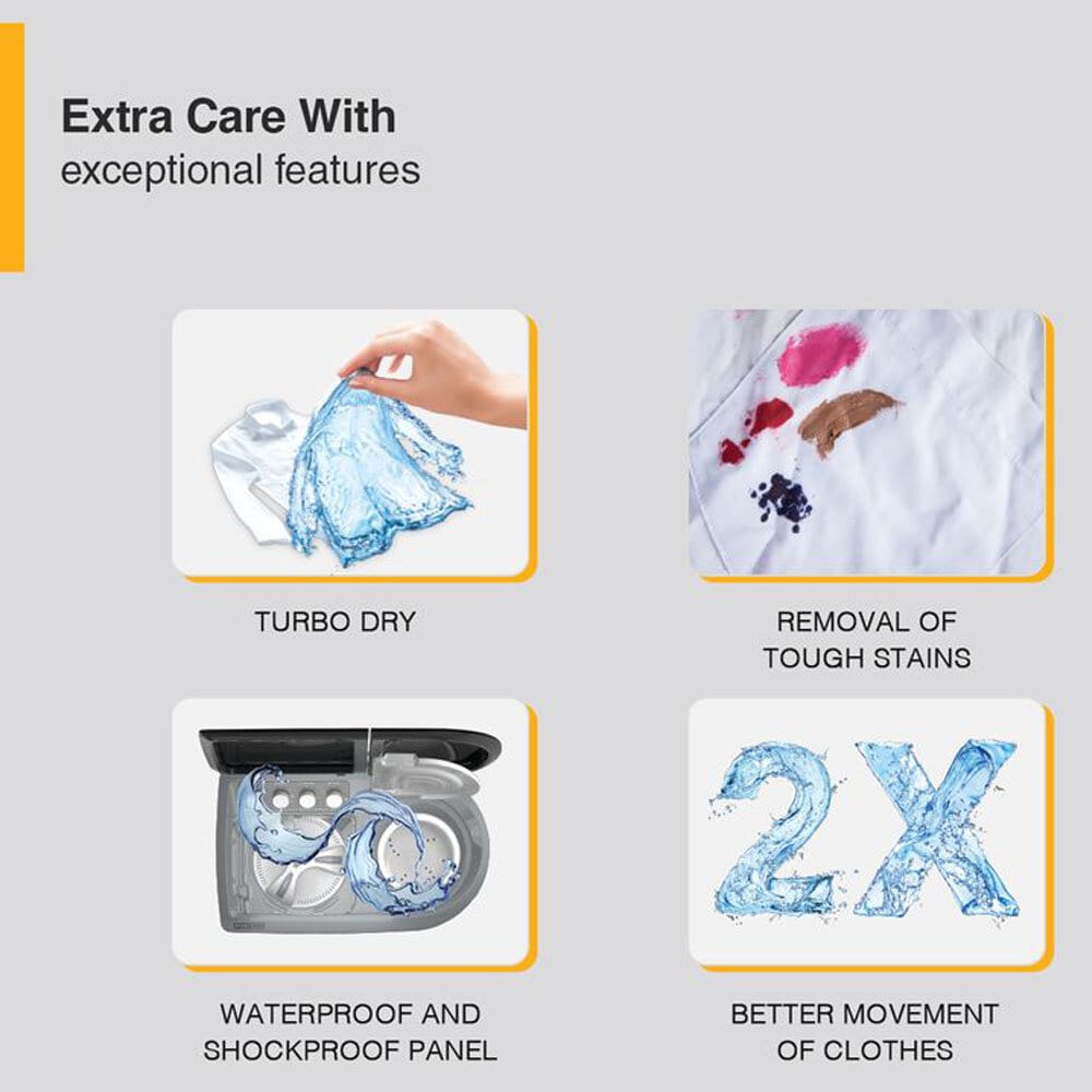 Whirlpool 9 KG Semi Automatic Machine with Soft Close Lid, 3D Wave Technology, Waterproof and Shockproof Panel, Grey, Hydro Wash Elite - Image 8