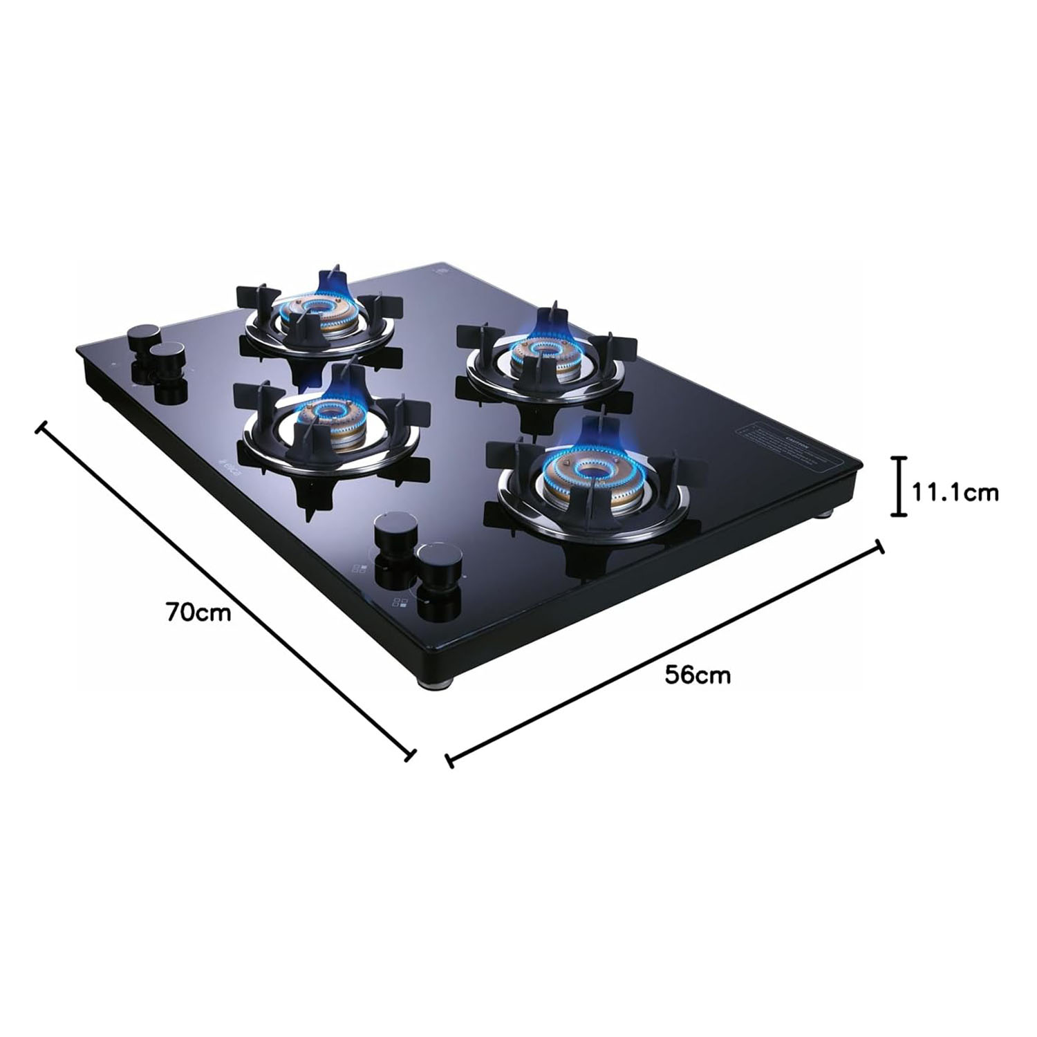 Elica Free-standing Cooktop Mat Onyx 694 Ct Vetro 2J Black - Image 6
