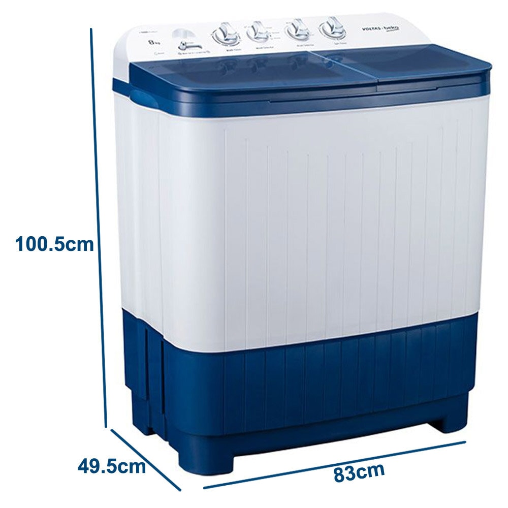 Voltas Beko 8 KG Semi Automatic Machine with Cascade Waterfall System and IPX4 Control, Blue, WTT80DBLG - Image 8