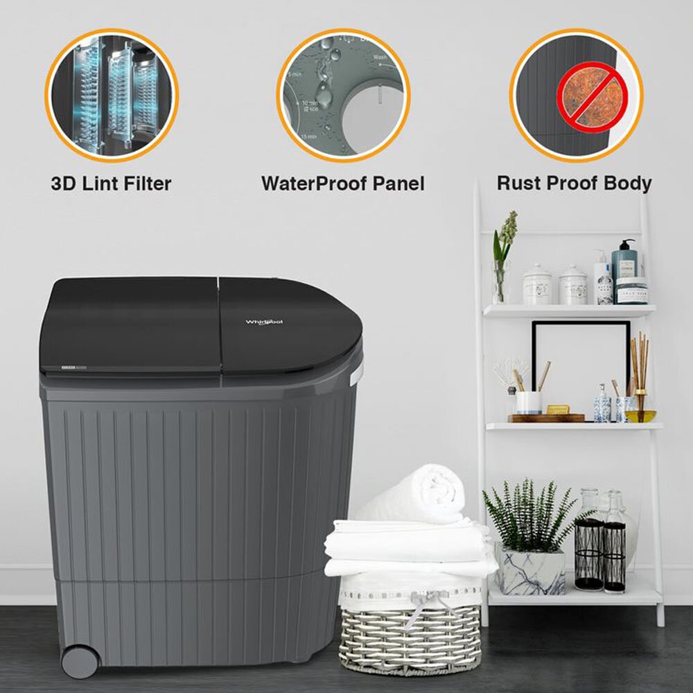 Whirlpool 9 KG Semi Automatic Machine with Soft Close Lid, 3D Wave Technology, Waterproof and Shockproof Panel, Grey, Hydro Wash Elite - Image 10