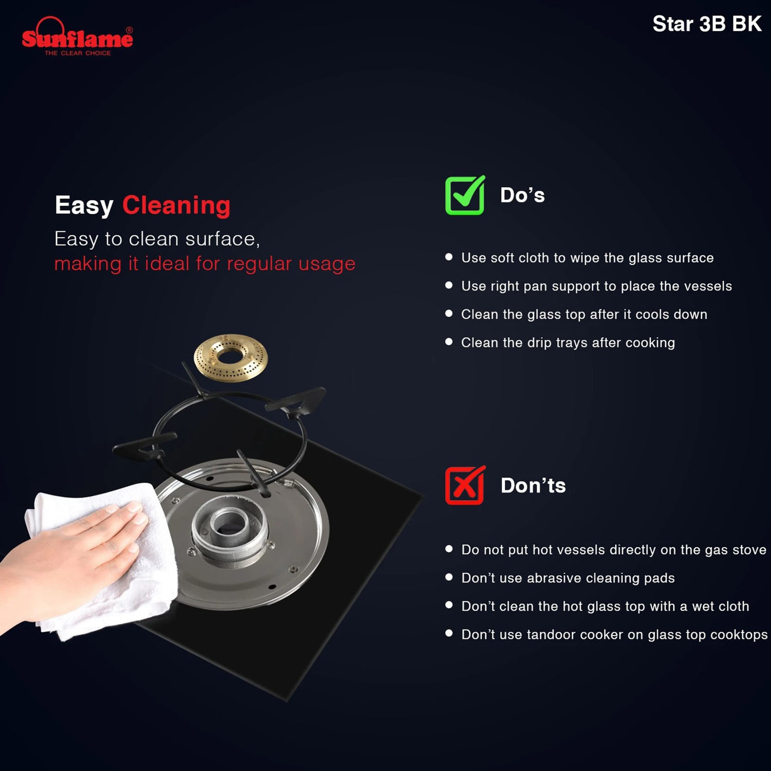 Sunflame Free-standing Cooktop STAR 2B SS - Image 8