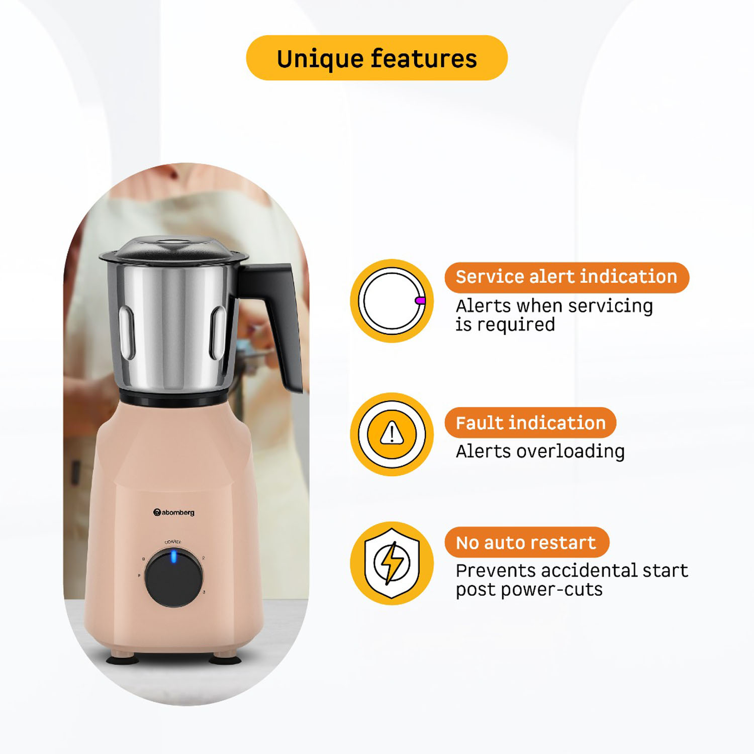 Atomberg Mixer Grinder with Coarse Mode getting Silbatta like texture, Peach Blossom, Xiana - Image 7