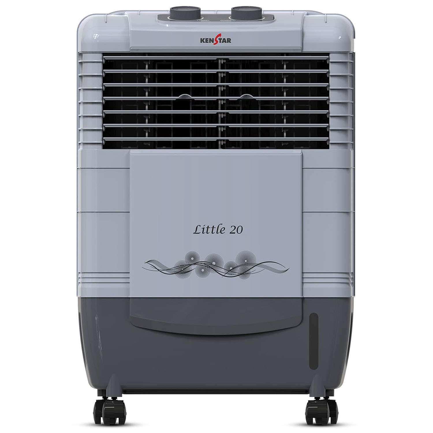 Kenstar Personal Desert Cooler with Honeycomb Cooling Pads, Collapsible Louvres, Powerful Blower and Double Ball Bearing Motor, Grey, Little-20 L - Image 1