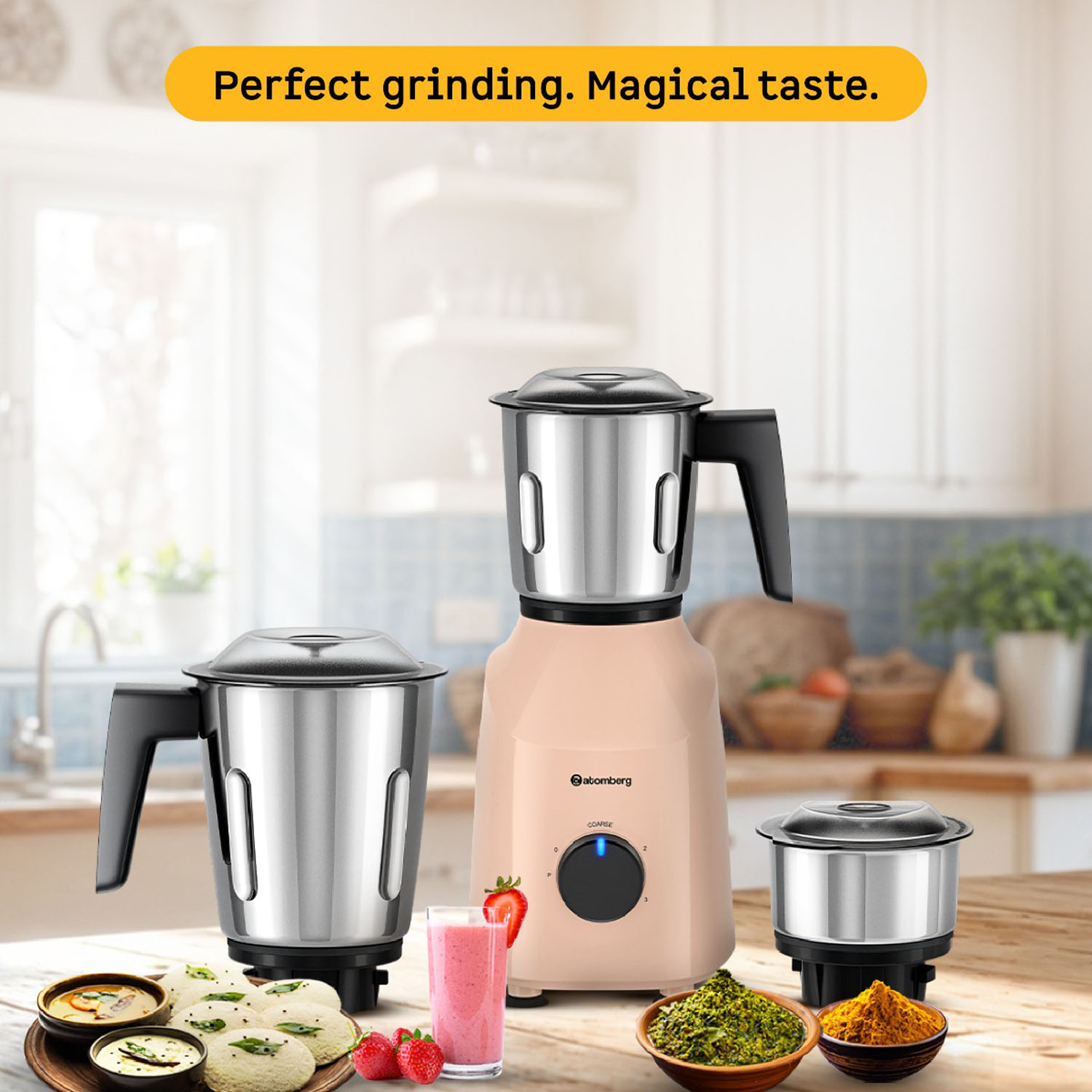 Atomberg Mixer Grinder with Coarse Mode getting Silbatta like texture, Peach Blossom, Xiana - Image 9