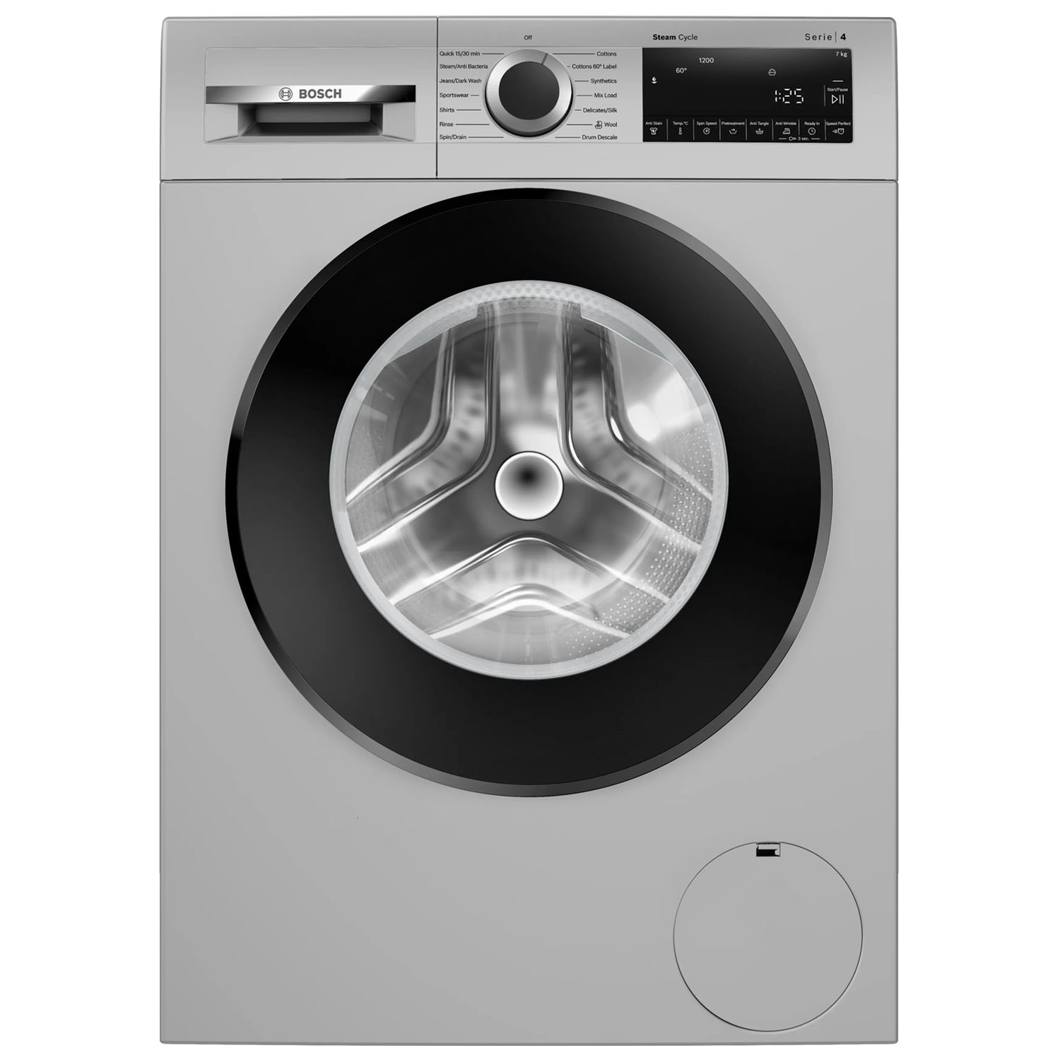 Bosch 7 KG 1200 RPM Fully Automatic Front Load Machine with Built-in Heater and Temperature Selection, Silver, WGA1220SIN Bosch 7 KG 1200 RPM Fully Automatic Front Load Machine with Built-in Heater and Temperature Selection, Silver, WGA1220SIN - Image 1