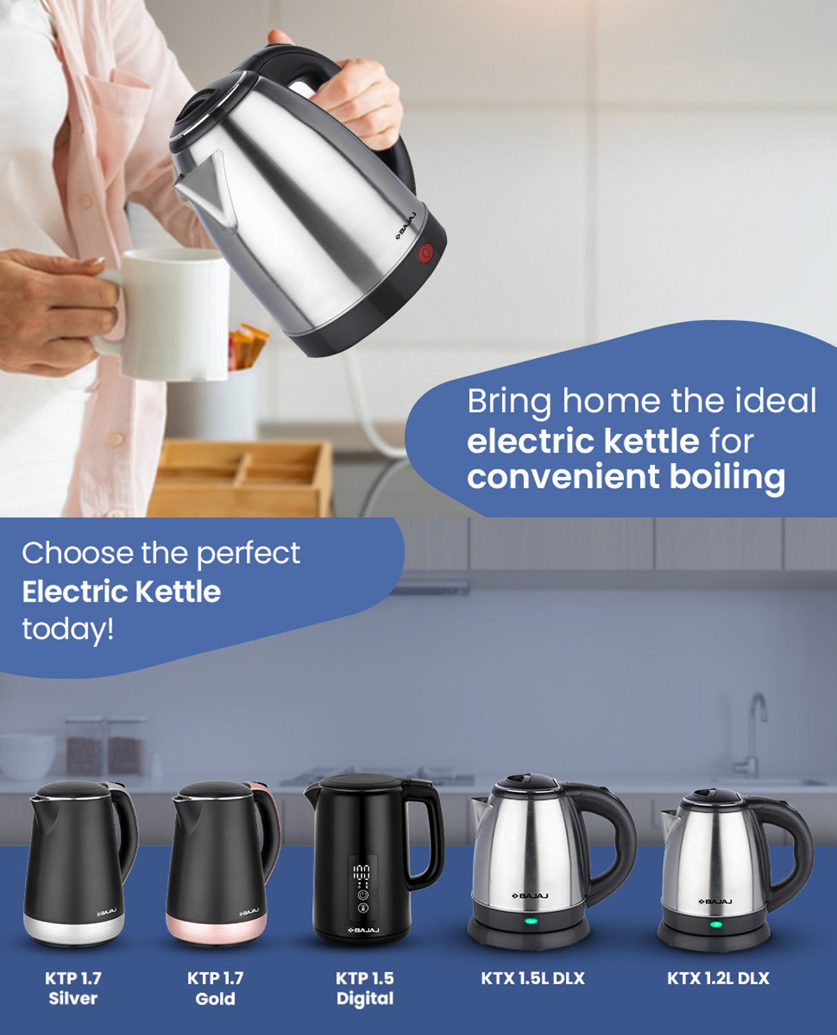 Bajaj Electric Kettle With  Stainless Steel Body and Cordless Operation, Black, KTX-DLX-1.8L - Image 11