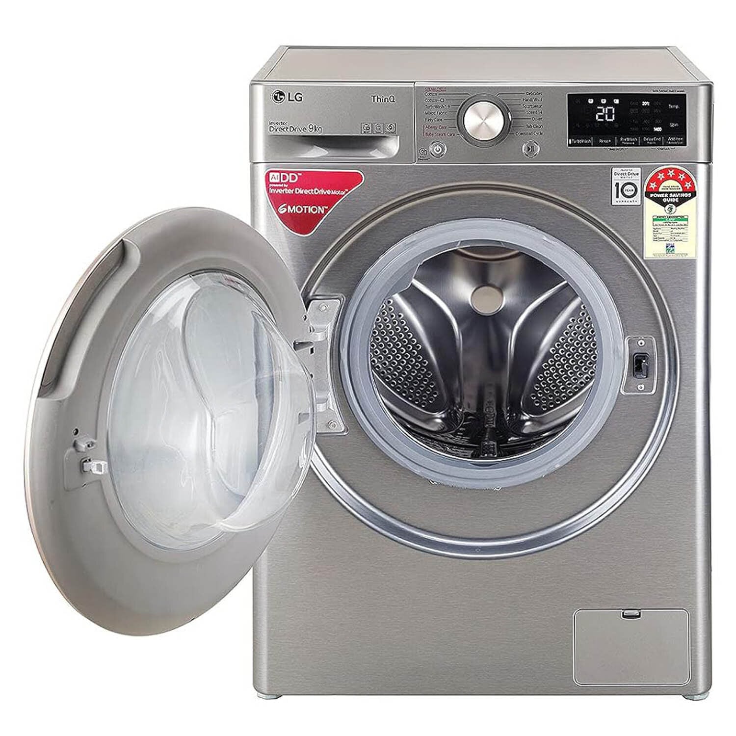 LG 9 KG 1400 RPM Fully Automatic Front Load Machine with AI Direct Drive Motor, Steam, Smart Diagnostics, Platinum Silver, FHV1409ZWP - Image 5