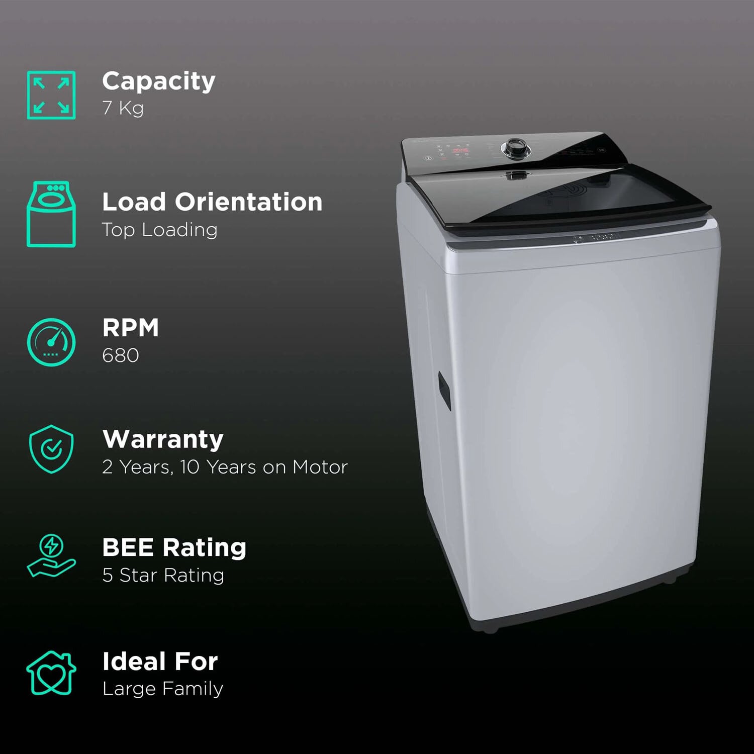 Bosch 7 KG Fully Automatic Top Load Machine with Jog Dial and Soft Close Door, Silver, WOE703SOIN Bosch 7 KG Fully Automatic Top Load Machine with Jog Dial and Soft Close Door, Silver, WOE703SOIN - Image 8