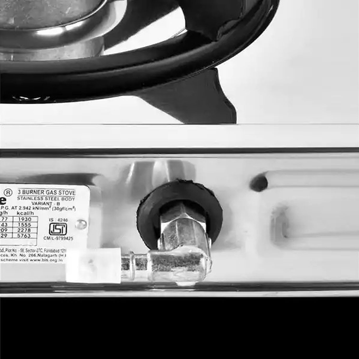 Sunflame Cooktop with Brass Burners, Removable Drip Tray and ISI Certification, LPG Stove Spectra DX, Steel-SPECTRA 3B-3 Brass Burner - Image 4