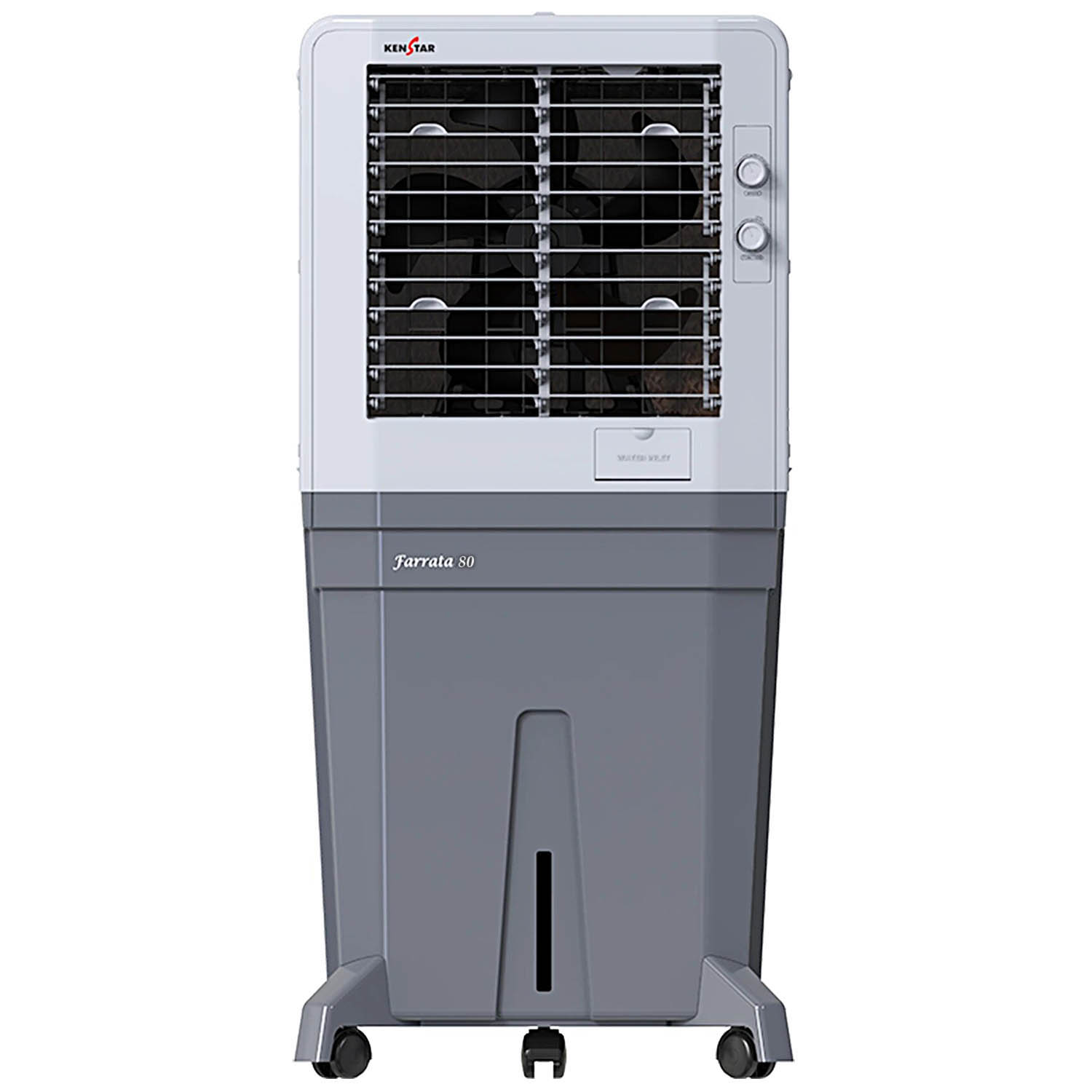 Kenstar Personal Air Cooler with Quadraflow Technology, Double Ball Bearing Motor, 3 Wood Wool Cooling Pads, Grey, Faratta-80 L - Image 1