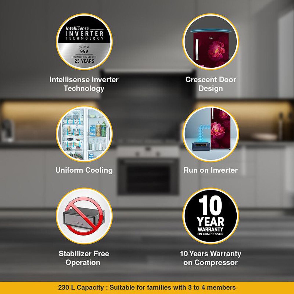 Whirlpool 192 Ltr Icemagic Pro Inverter Direct-Cool Single Door Refrigerator with Base Drawer, Wine Forest, 215 IMPRO ROY-3 Star-215 IMPRO ROY 3S WINE FOREST-Z - Image 8