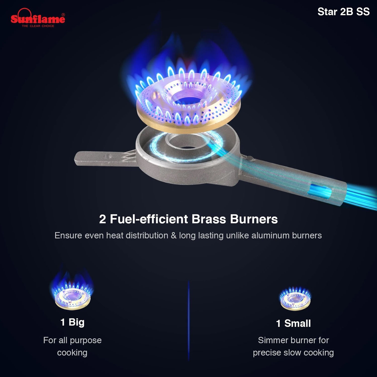 Sunflame Free-standing Cooktop STAR 2B SS - Image 5