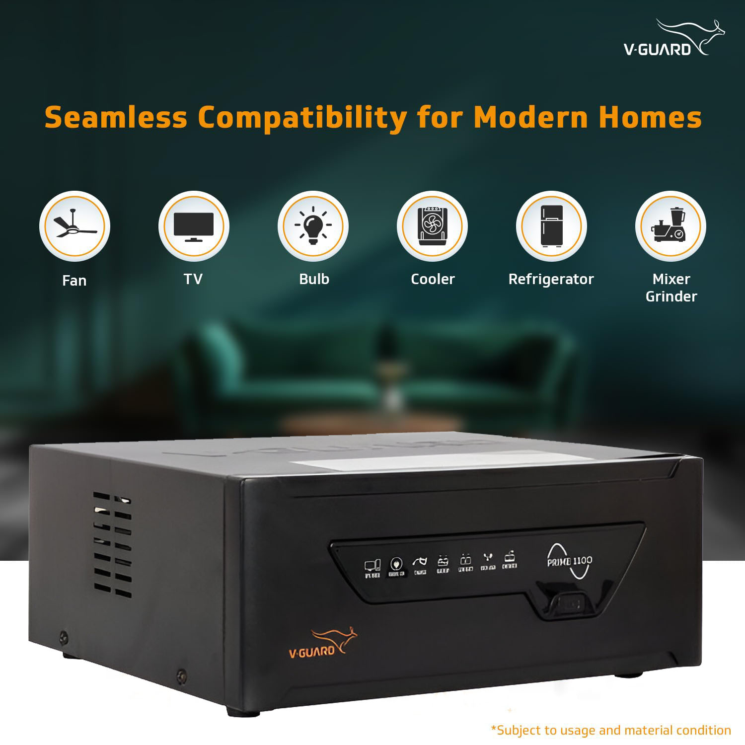 V-Guard 950VA / 12V Pure Sine Wave Inverter for Home, Office & Shop, Reliable Power Backup, LED Display, Easy Installation, Black, Prime 1100 V-Guard 950VA / 12V Pure Sine Wave Inverter for Home, Office & Shop, Reliable Power Backup, LED Display, Easy Installation, Black, Prime 1100 - Image 8