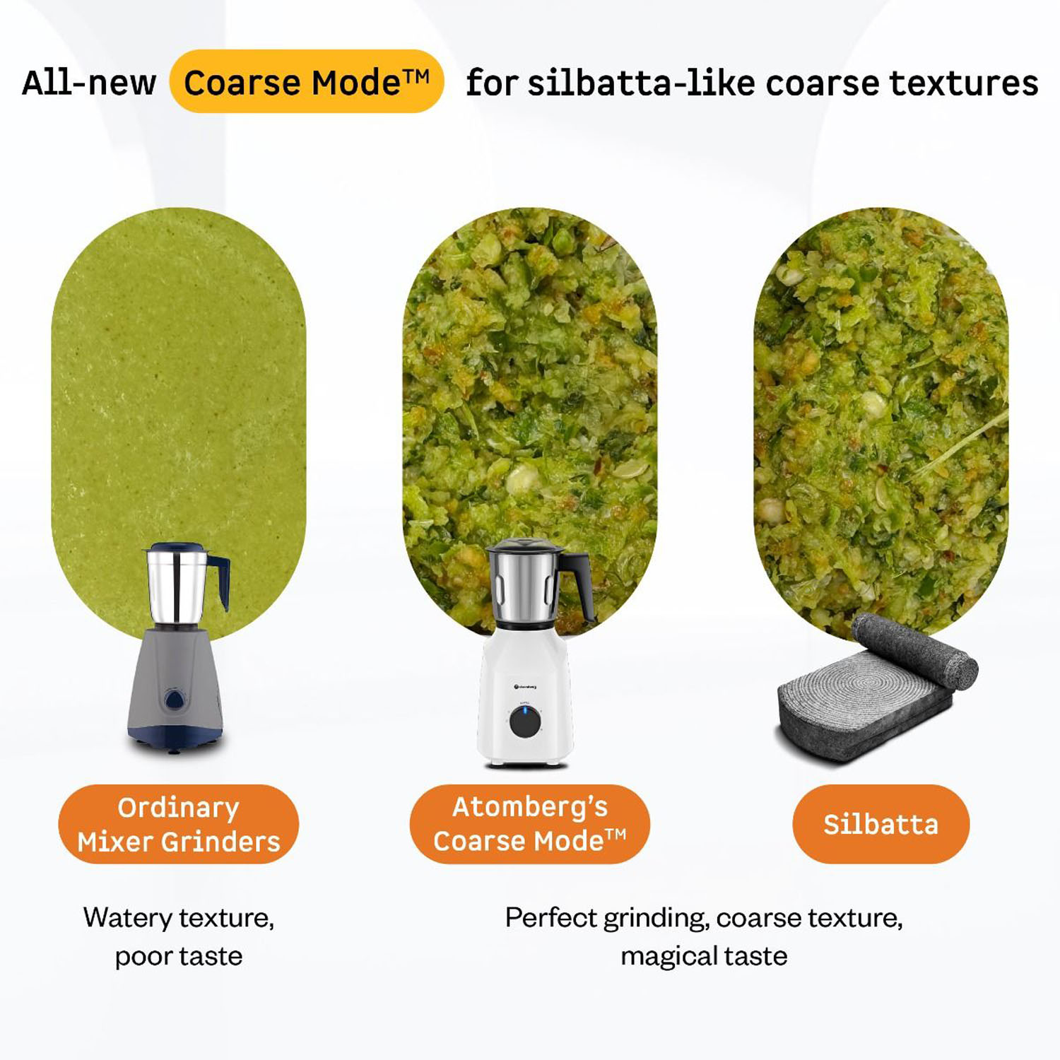 Atomberg 750 Watt Mixer Grinder with Coarse Mode Getting Silbatta Like Texture, 750W Intelligent Motor, Snow White, Xiana - Image 3