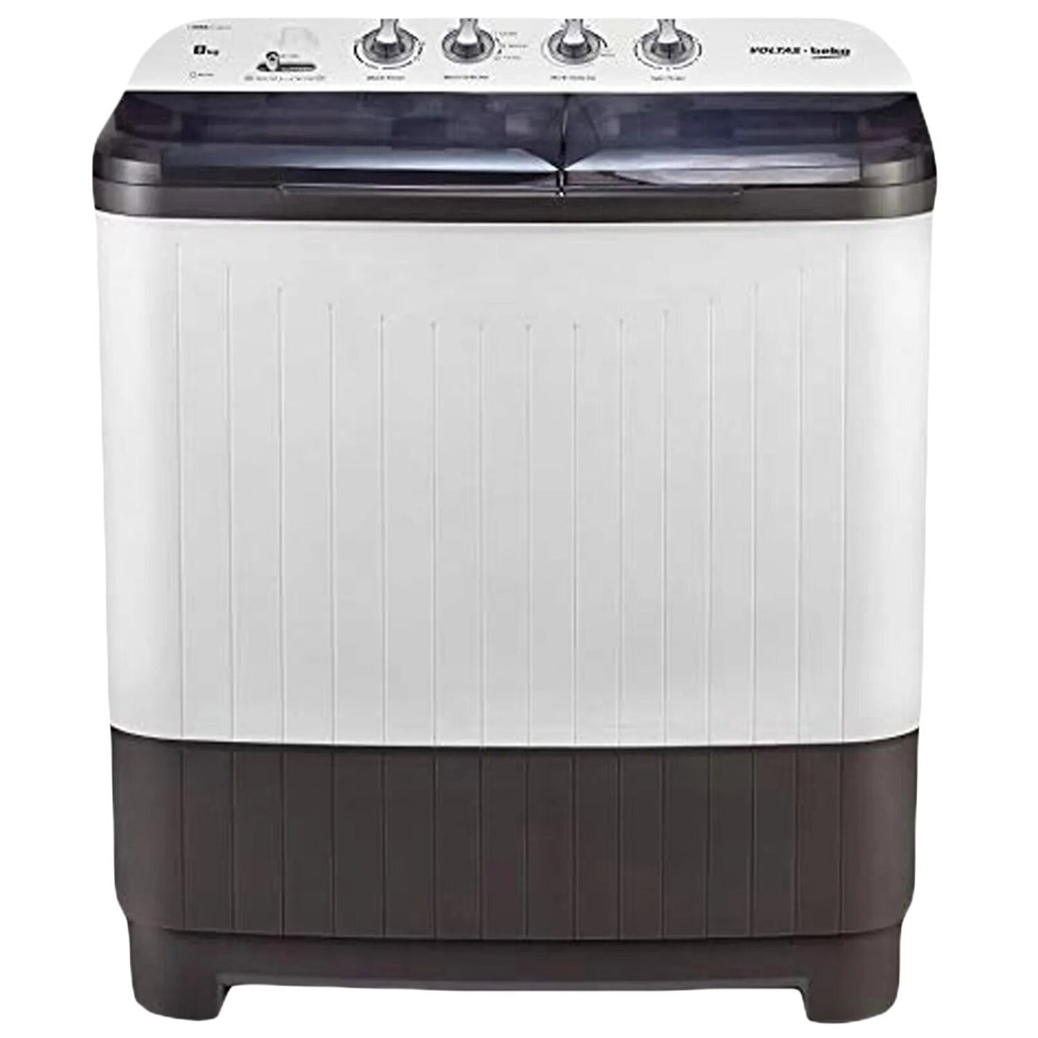 Voltas Beko 8 KG Semi Automatic Machine with IPX4 Control Panel, 5 Star Rating, Fast Dry and Double Casette Filter, Grey, WTT80DGRT - Image 1