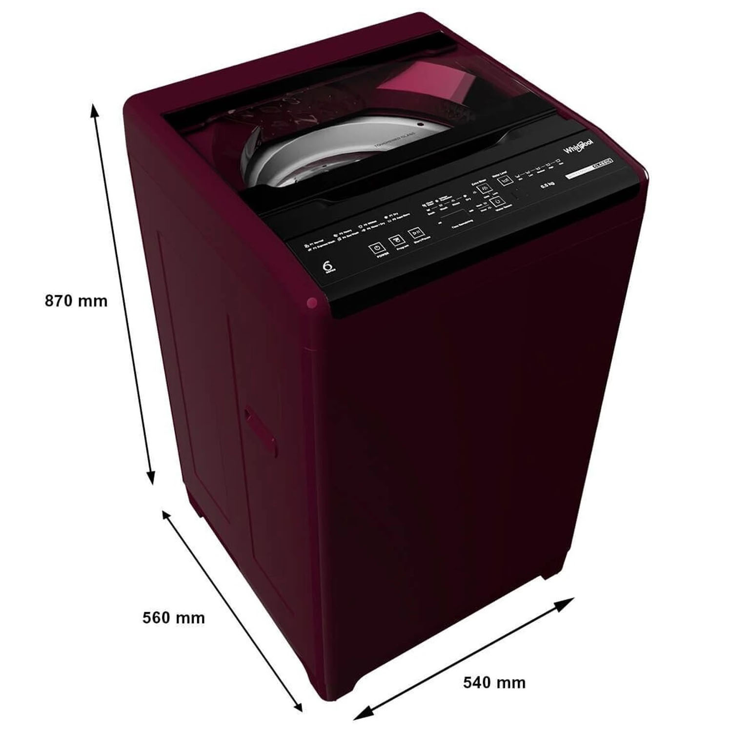 Whirlpool 6.5 KG Fully Automatic Machine with Smart Sensors and Smart Lint Filter, Rosewood Wine, WHITEMAGIC CLASSIC - Image 6