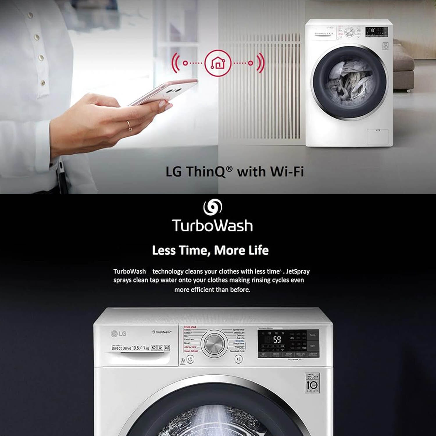 LG 9 KG 1400 RPM Fully Automatic Front Load Machine with AI Direct Drive Motor, Steam, Smart Diagnostics, Platinum Silver, FHV1409ZWP - Image 11