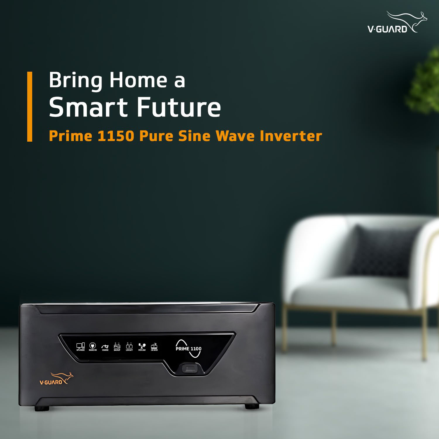 V-Guard 950VA / 12V Pure Sine Wave Inverter for Home, Office & Shop, Reliable Power Backup, LED Display, Easy Installation, Black, Prime 1100 V-Guard 950VA / 12V Pure Sine Wave Inverter for Home, Office & Shop, Reliable Power Backup, LED Display, Easy Installation, Black, Prime 1100 - Image 6