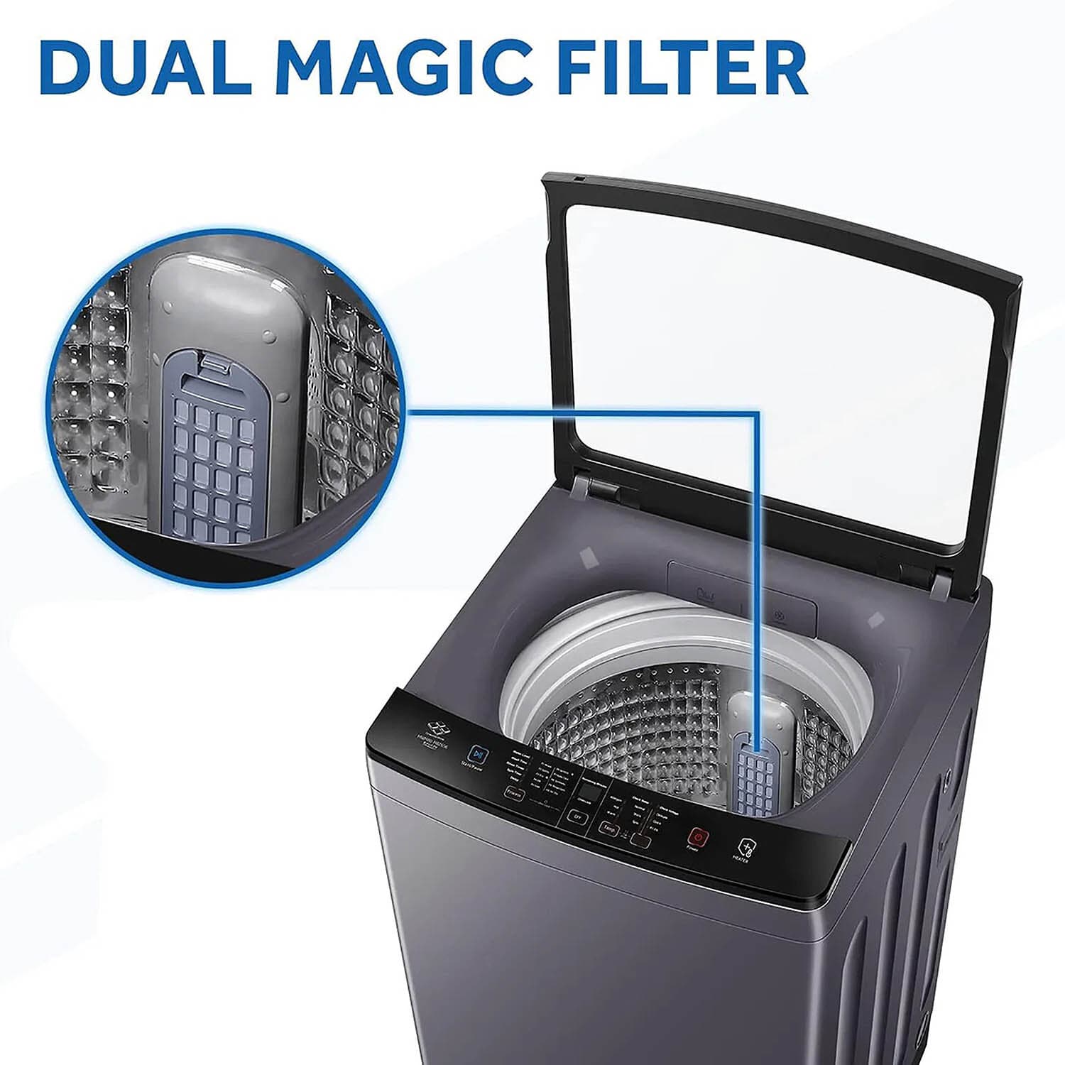 Haier 8 KG Fully Automatic Top Load Machine with Storm Pulsator, 3 Hot Water Modes, 15 Minutes Quick Wash and Built-In Heater, Silver, HWM80-H826S6 Haier 8 KG Fully Automatic Top Load Machine with Storm Pulsator, 3 Hot Water Modes, 15 Minutes Quick Wash and Built-In Heater, Silver, HWM80-H826S6 - Image 7