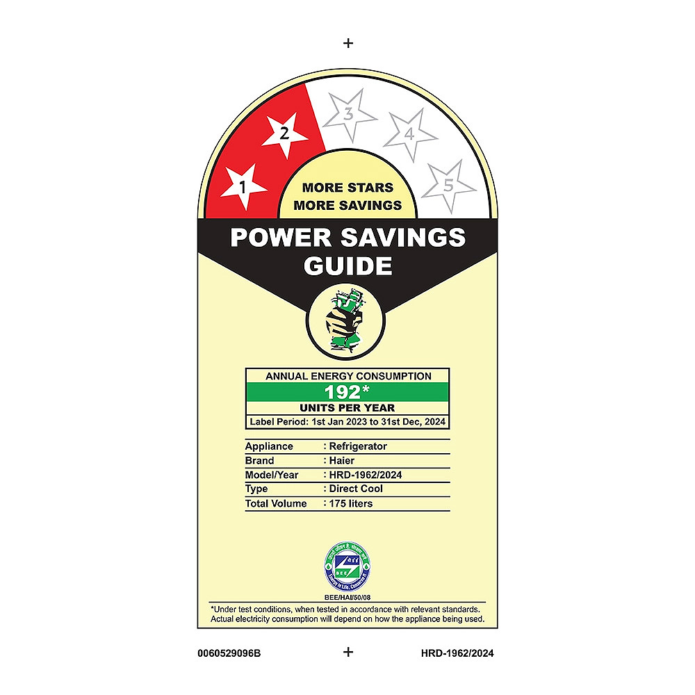 Haier 175 Litre 2 Star Single Door Refrigerator, Red Lotus, HRD-1962CRL-N - Image 9