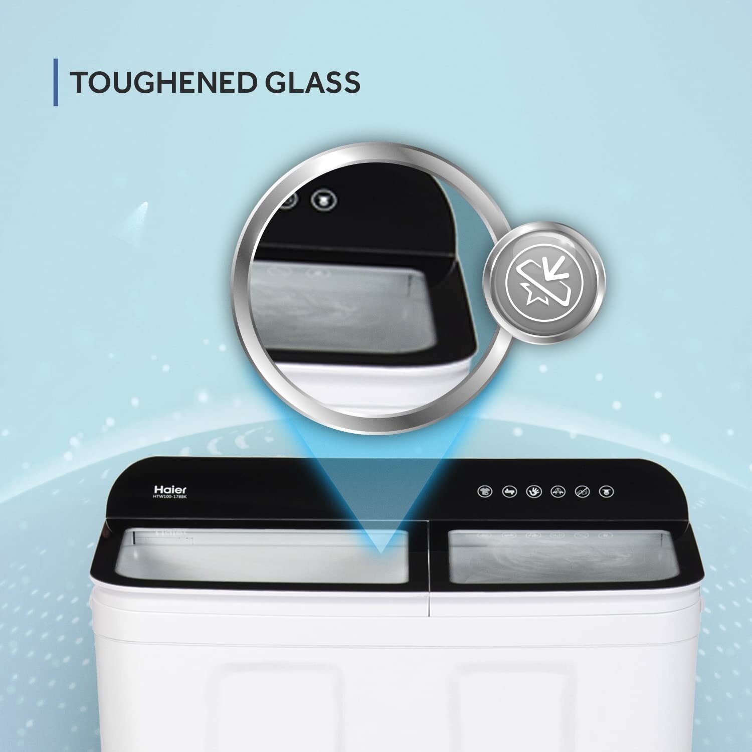 Haier 8.5 KG Semi Automatic Machine with Soft fall Close Door and Vortex Pulsator, Black, HTW85-178BK - Image 2