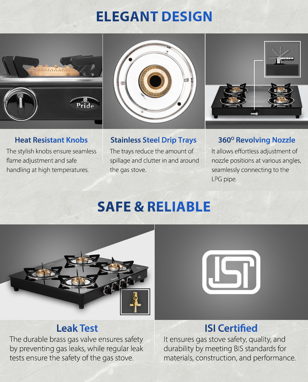 Sunflame 4 Burner Cooktop with 6MM Toughened Glass, Brass Burners & Black Powder Coated Galvanized Steel, Black, GT Crown - Image 10