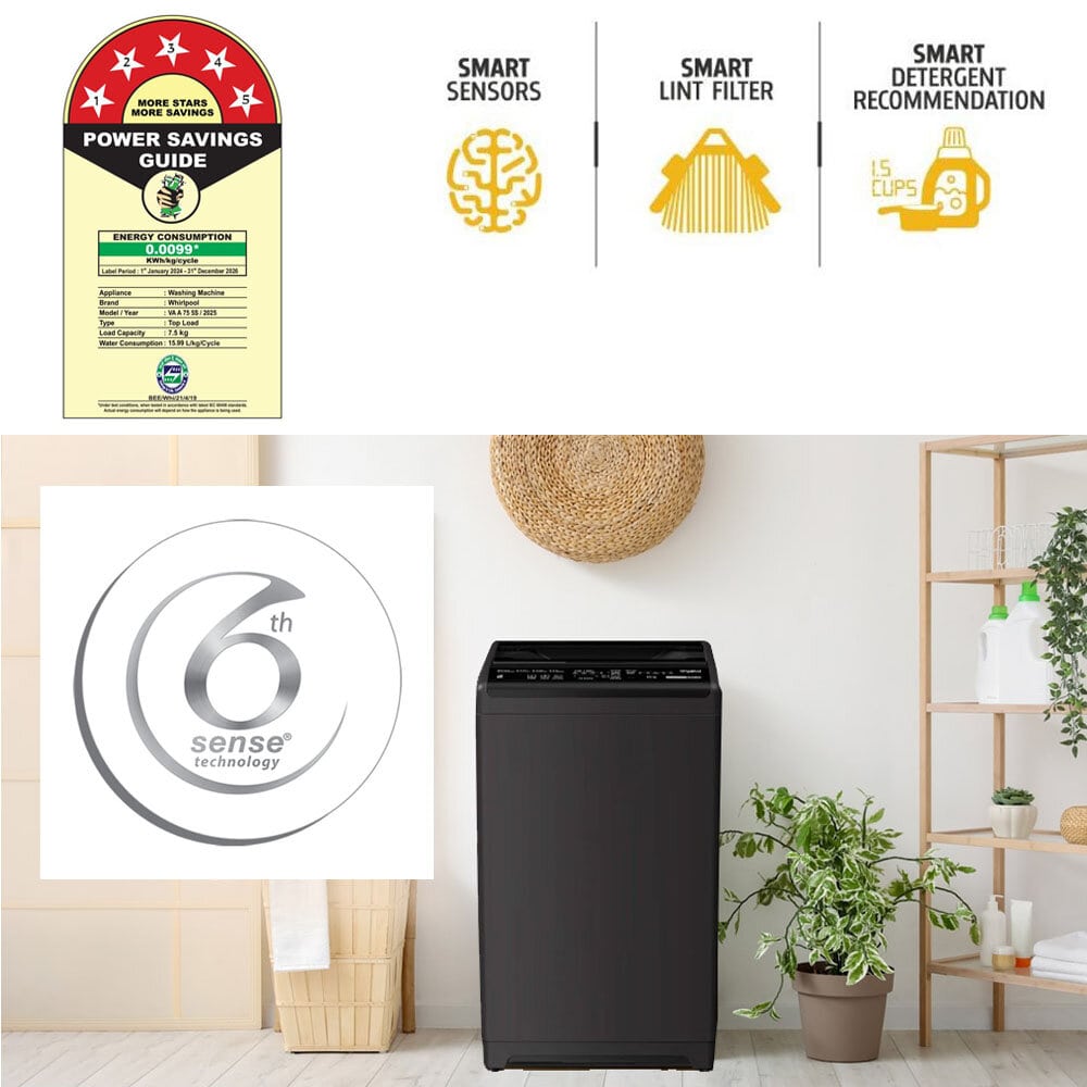 Whirlpool 7.5KG Top Load Fully Automatic Washing Machine, Grey, PREMIER GENX 7.5 Whirlpool 7.5KG Top Load Fully Automatic Washing Machine, Grey, PREMIER GENX 7.5 - Image 8