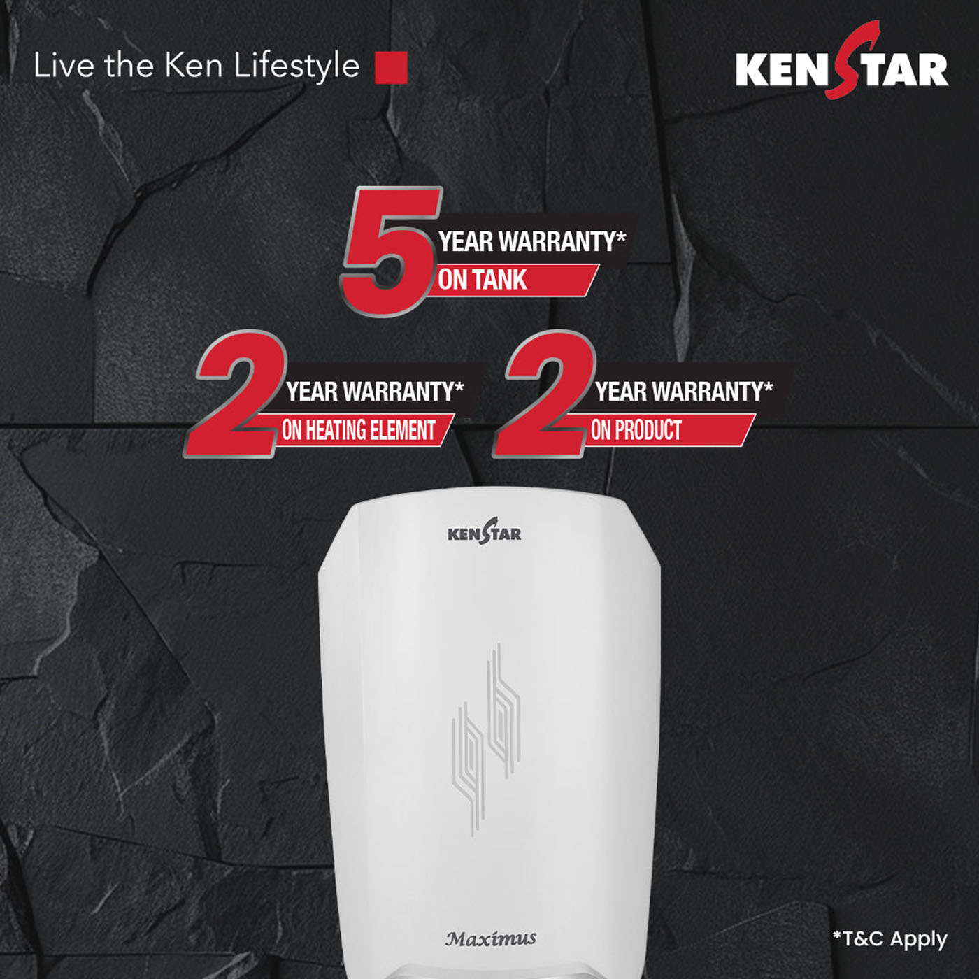 Kenstar Maximus, 5.9L Instant Vertical Water Heater, Durable Plastic Body(White) Rust & Shock Proof, Auto Cut-Off, Auto Thermostat, Red To Green LED - Image 7