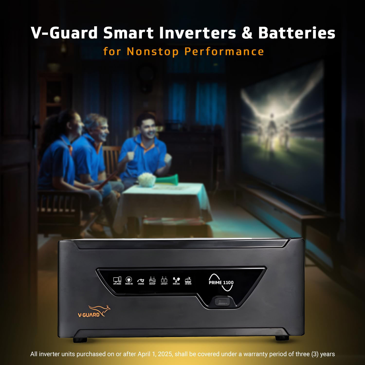 V-Guard 950VA / 12V Pure Sine Wave Inverter for Home, Office & Shop, Reliable Power Backup, LED Display, Easy Installation, Black, Prime 1100 V-Guard 950VA / 12V Pure Sine Wave Inverter for Home, Office & Shop, Reliable Power Backup, LED Display, Easy Installation, Black, Prime 1100 - Image 5
