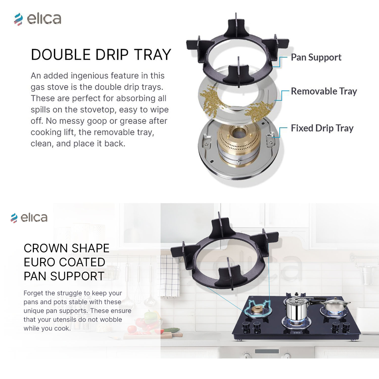 Elica Free-standing Cooktop Mat Onyx 694 Ct Vetro 2J Black - Image 7