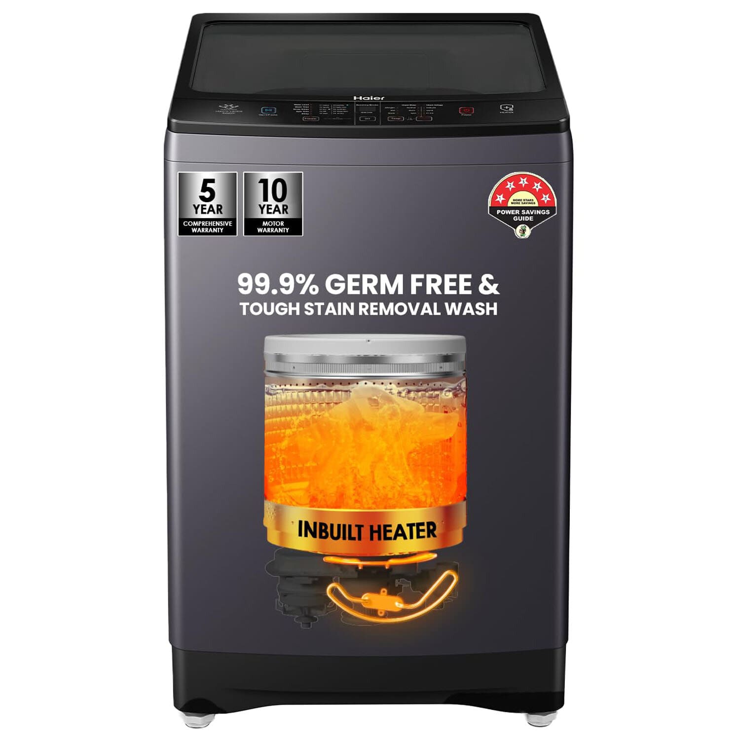 Haier 8 KG Fully Automatic Top Load Machine with Storm Pulsator, 3 Hot Water Modes, 15 Minutes Quick Wash and Built-In Heater, Silver, HWM80-H826S6 Haier 8 KG Fully Automatic Top Load Machine with Storm Pulsator, 3 Hot Water Modes, 15 Minutes Quick Wash and Built-In Heater, Silver, HWM80-H826S6 - Image 1