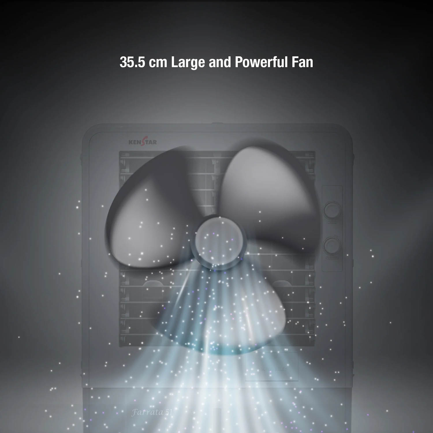 Kenstar Personal Air Cooler with Quadraflow Technology, Double Ball Bearing Motor, 3 Wood Wool Cooling Pads, Grey, Faratta-60 L - Image 5