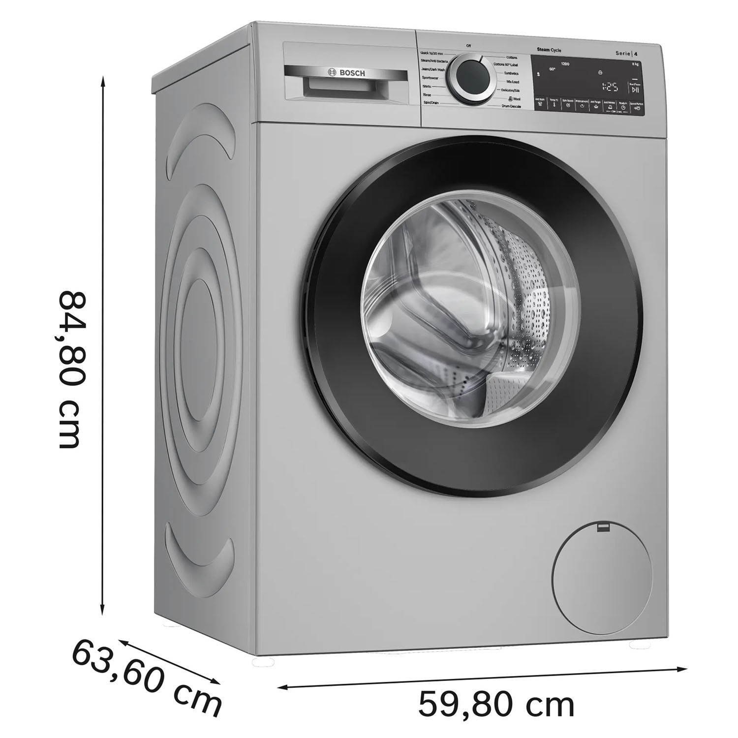 Bosch 8 KG 1200 RPM Fully Automatic Front Load Machine with Stain Wash Selection with 8 Programes, Silver, WGA1320SIN Bosch 8 KG 1200 RPM Fully Automatic Front Load Machine with Stain Wash Selection with 8 Programes, Silver, WGA1320SIN - Image 7