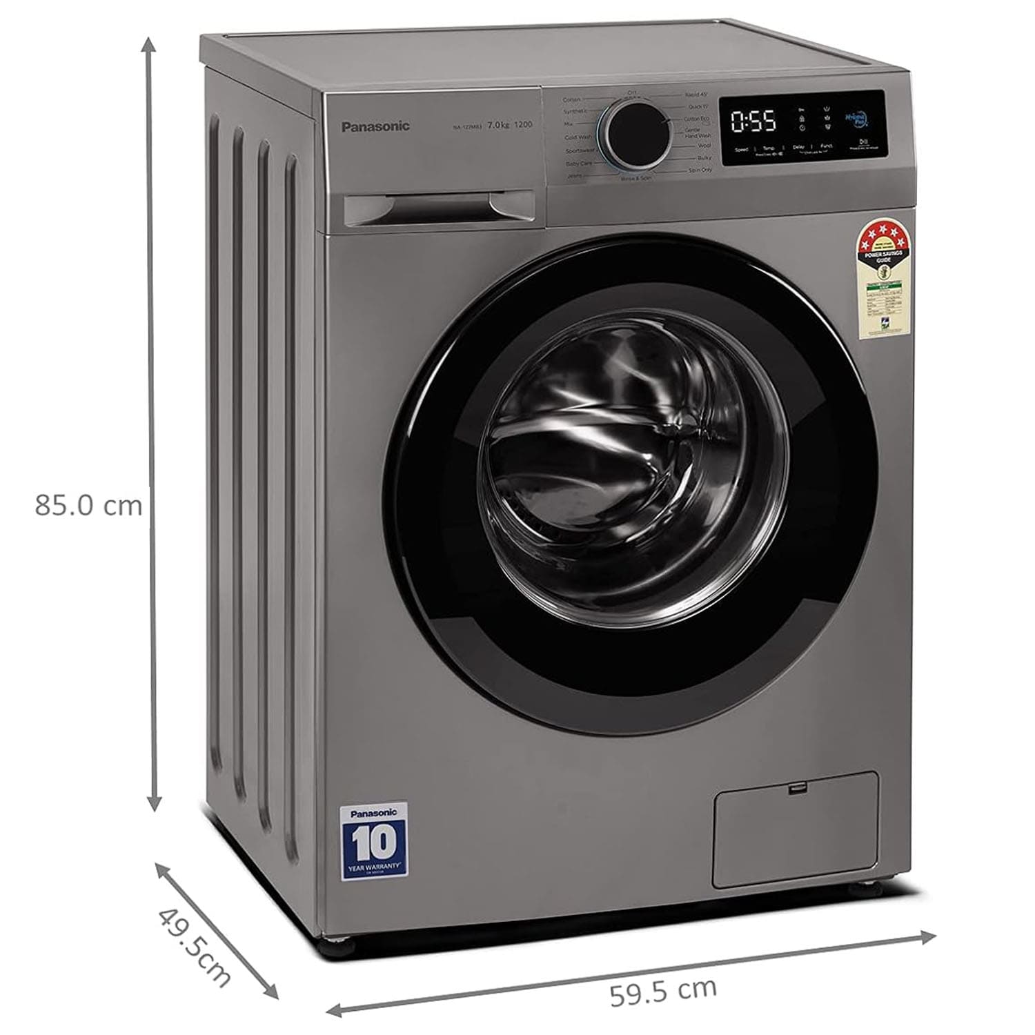 Panasonic 7 KG 1200 RPM Fully Automatic Front Load Machine with 5 Star Rating and Built-in Heater, Silver, NA-127MB3L01 - Image 7