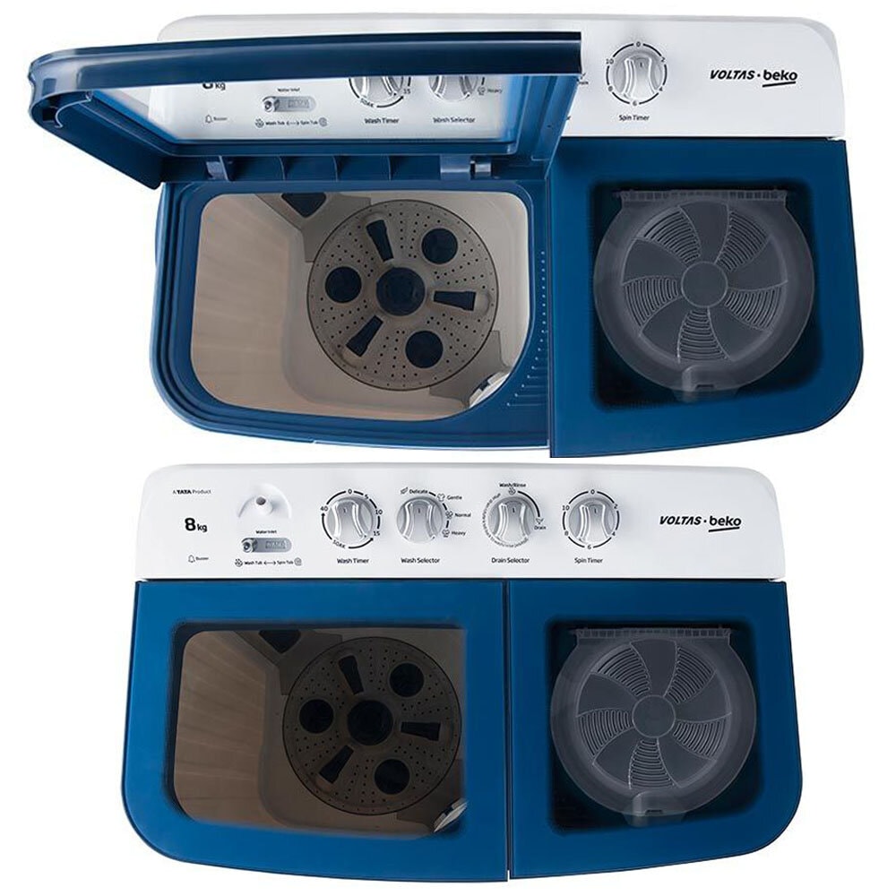 Voltas Beko 8 KG Semi Automatic Machine with Cascade Waterfall System and IPX4 Control, Blue, WTT80DBLG - Image 4