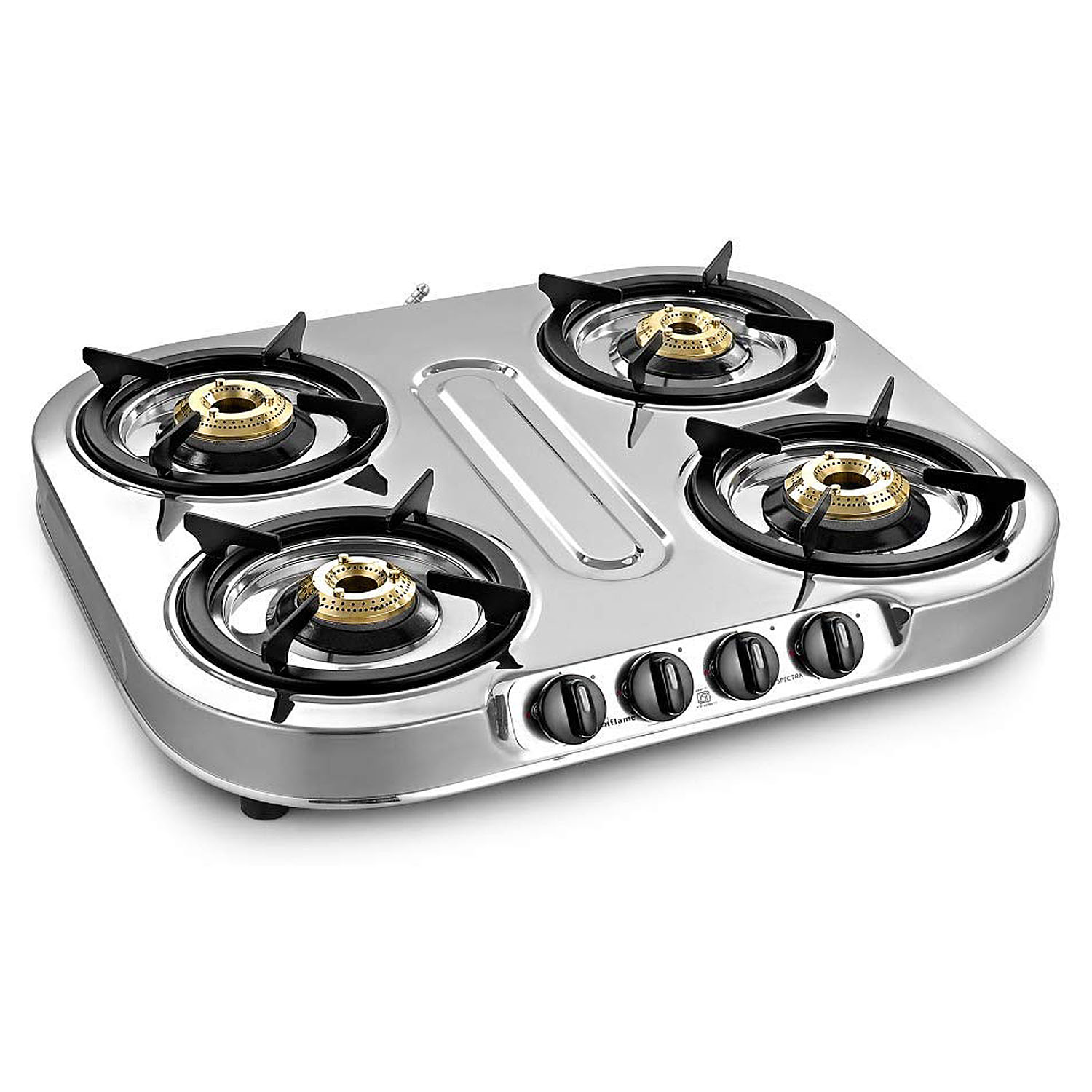 Sunflame Cooktop with Brass Burners, Removable Drip Tray and ISI Certification, LPG Stove Spectra DX, Steel-SPECTRA 4B DX-4 Brass Burner - Image 2