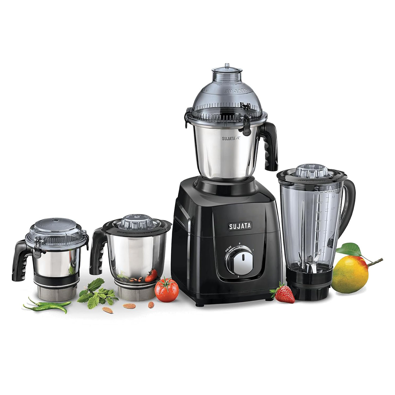 Sujata 1000 Watt, 4 Jars, Mixer Grinder with Pulse Action, Unbreakable Handle & Coconut Milk Extractor, MG-03 - Image 1