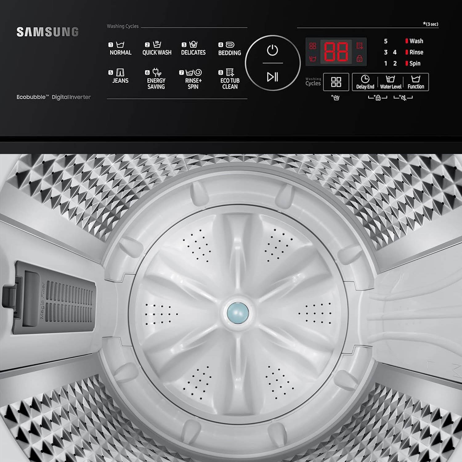 Samsung 7KG Fully Automatic Top Load Washing Machine with Digital Inverter, Lavender Gray, WA70BG4441BYTL Samsung 7KG Fully Automatic Top Load Washing Machine with Digital Inverter, Lavender Gray, WA70BG4441BYTL - Image 7