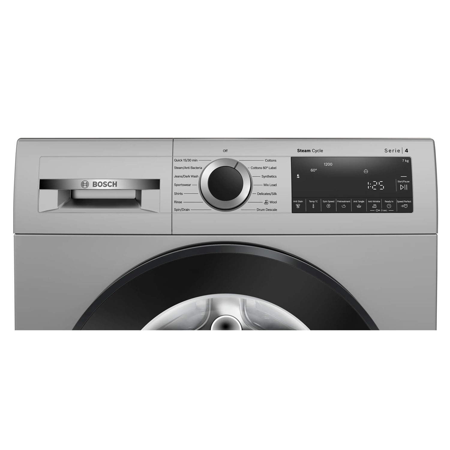 Bosch 7 KG 1200 RPM Fully Automatic Front Load Machine with Built-in Heater and Temperature Selection, Silver, WGA1220SIN Bosch 7 KG 1200 RPM Fully Automatic Front Load Machine with Built-in Heater and Temperature Selection, Silver, WGA1220SIN - Image 2