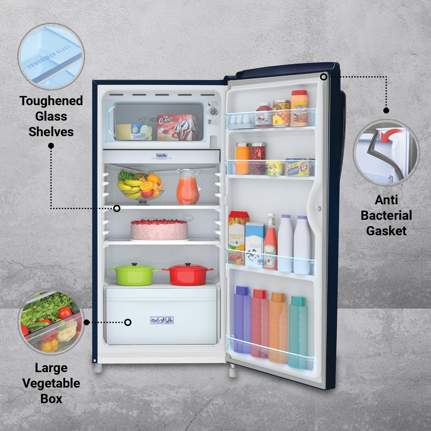 Haier 175 Litre 2 Star Single Door Refrigerator, Red Lotus, HRD-1962PRL-N - Image 6