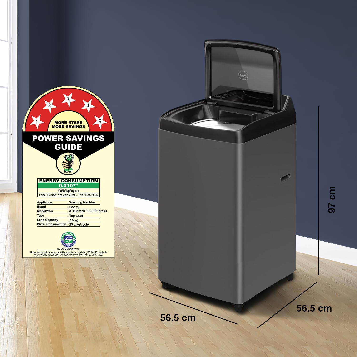 Godrej 7.5 KG Fully Automatic Top Load Machine with Zero Pressure Technology and 26 Wash Program, Black, WT EON 75 - Image 8