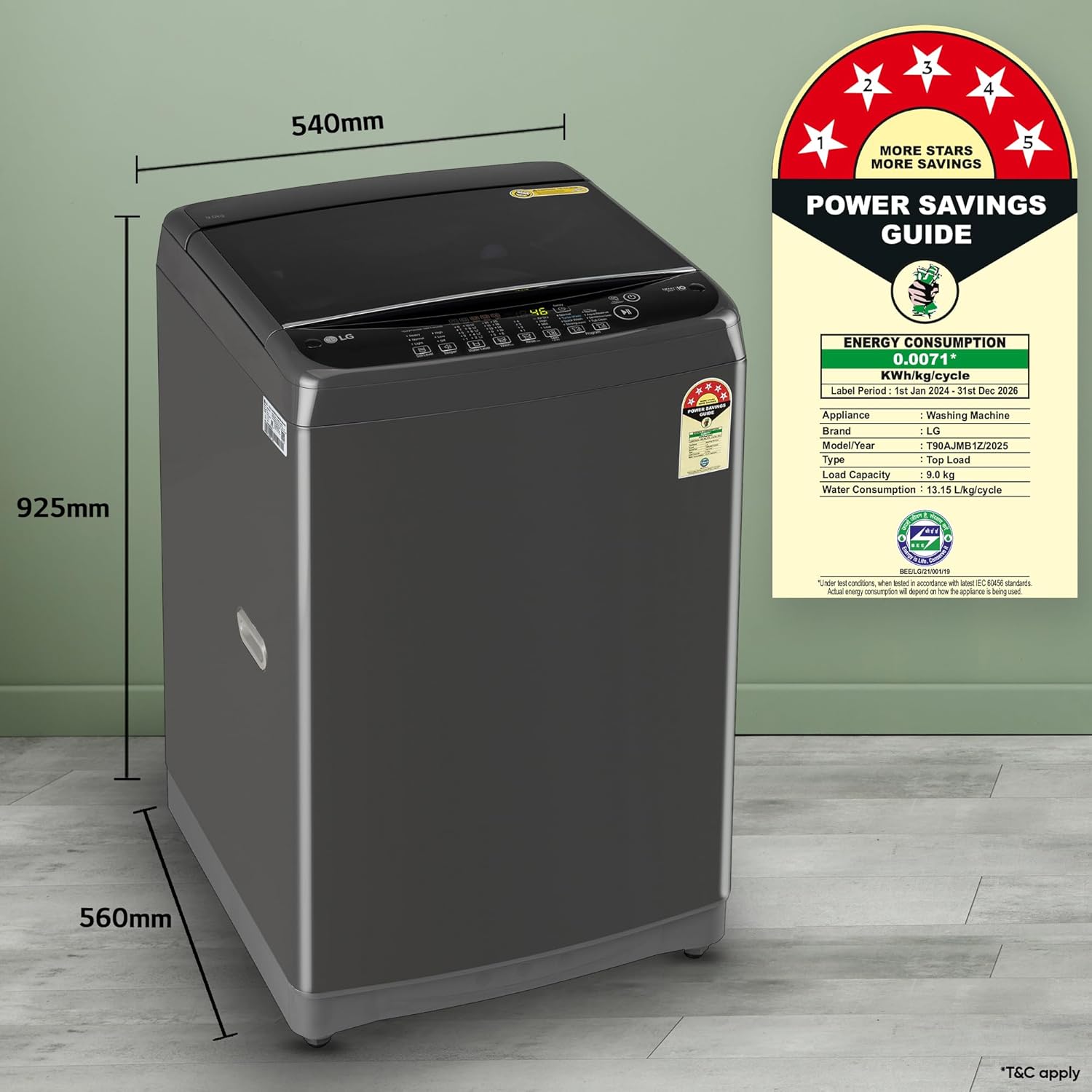 LG 9 KG Fully Automatic Top Load Machine with Smart Inverter Motor, Auto Tub Clean and Smart Diagnostics, Middle Black, T90AJMB1Z LG 9 KG Fully Automatic Top Load Machine with Smart Inverter Motor, Auto Tub Clean and Smart Diagnostics, Middle Black, T90AJMB1Z - Image 20