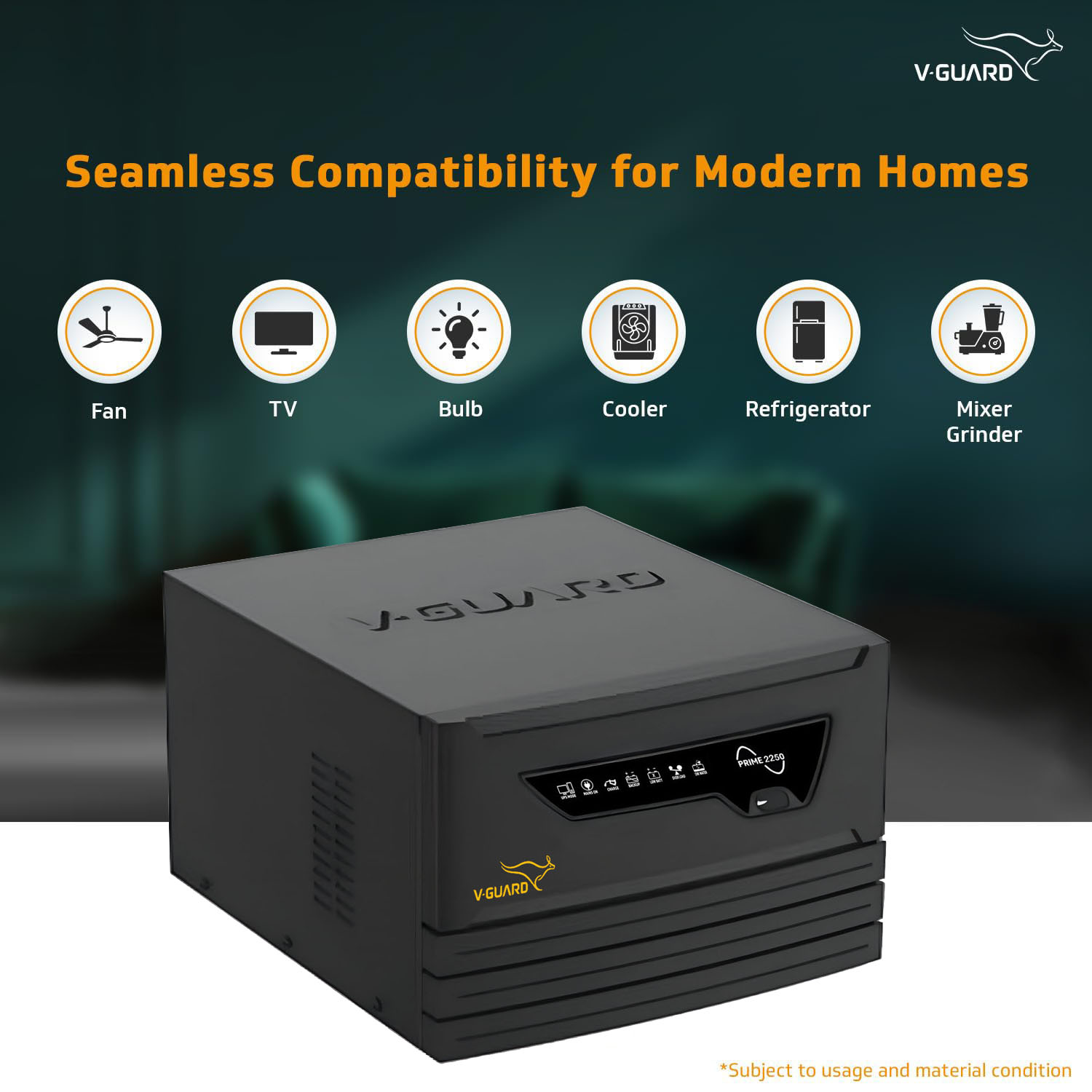 V-Guard 2000VA / 24V Pure Sine Wave Inverter for Home, Office &amp; Shop, Reliable Power Backup, LED Display, Easy Installation, Black, Prime 2250 - Image 5