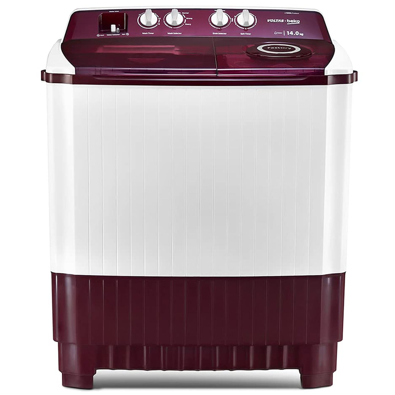 Voltas Beko 14 KG Semi Automatic Machine with Fast Dry System and Double Cascade System, Burgandy, WTT140ABRT - Image 1