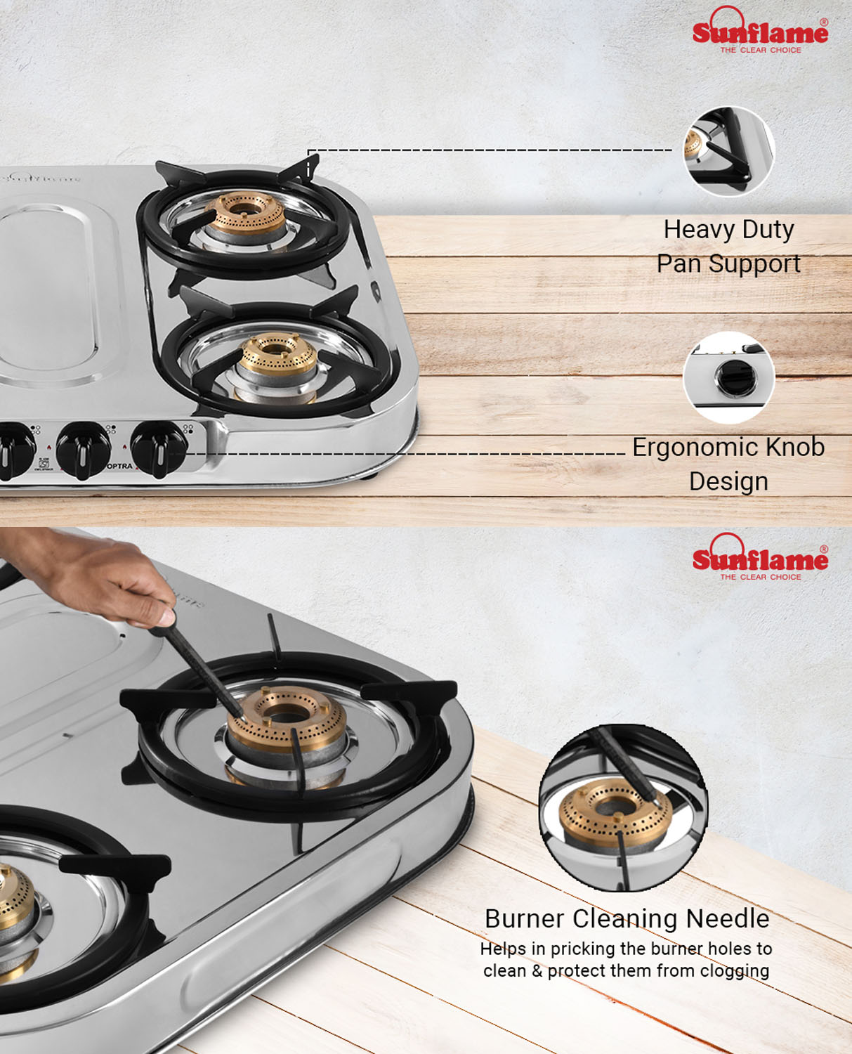 Sunflame Cooktop with Brass Burners, Removable Drip Tray and ISI Certification, LPG Stove Spectra DX, Steel-SPECTRA 4B DX-4 Brass Burner - Image 7
