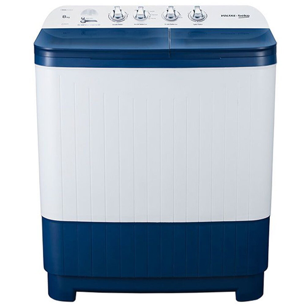 Voltas Beko 8 KG Semi Automatic Machine with Cascade Waterfall System and IPX4 Control, Blue, WTT80DBLG - Image 1