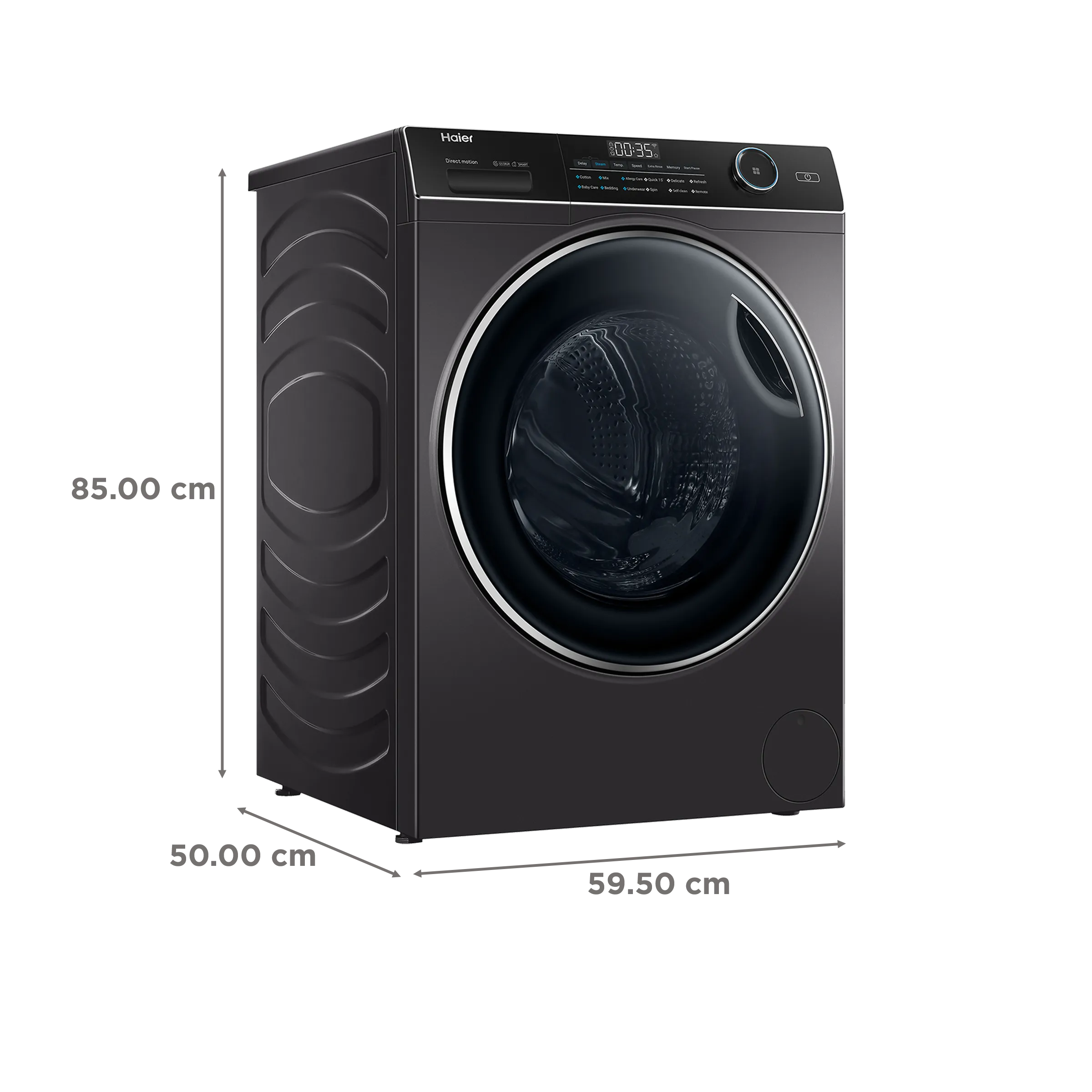 Haier 8 KG 1400 RPM Fully Automatic Front load Machine with Direct Motion Motor 525MM Super Drum and Built-in Wi-Fi, Silver, HW80-DM14959CS6U - Image 10