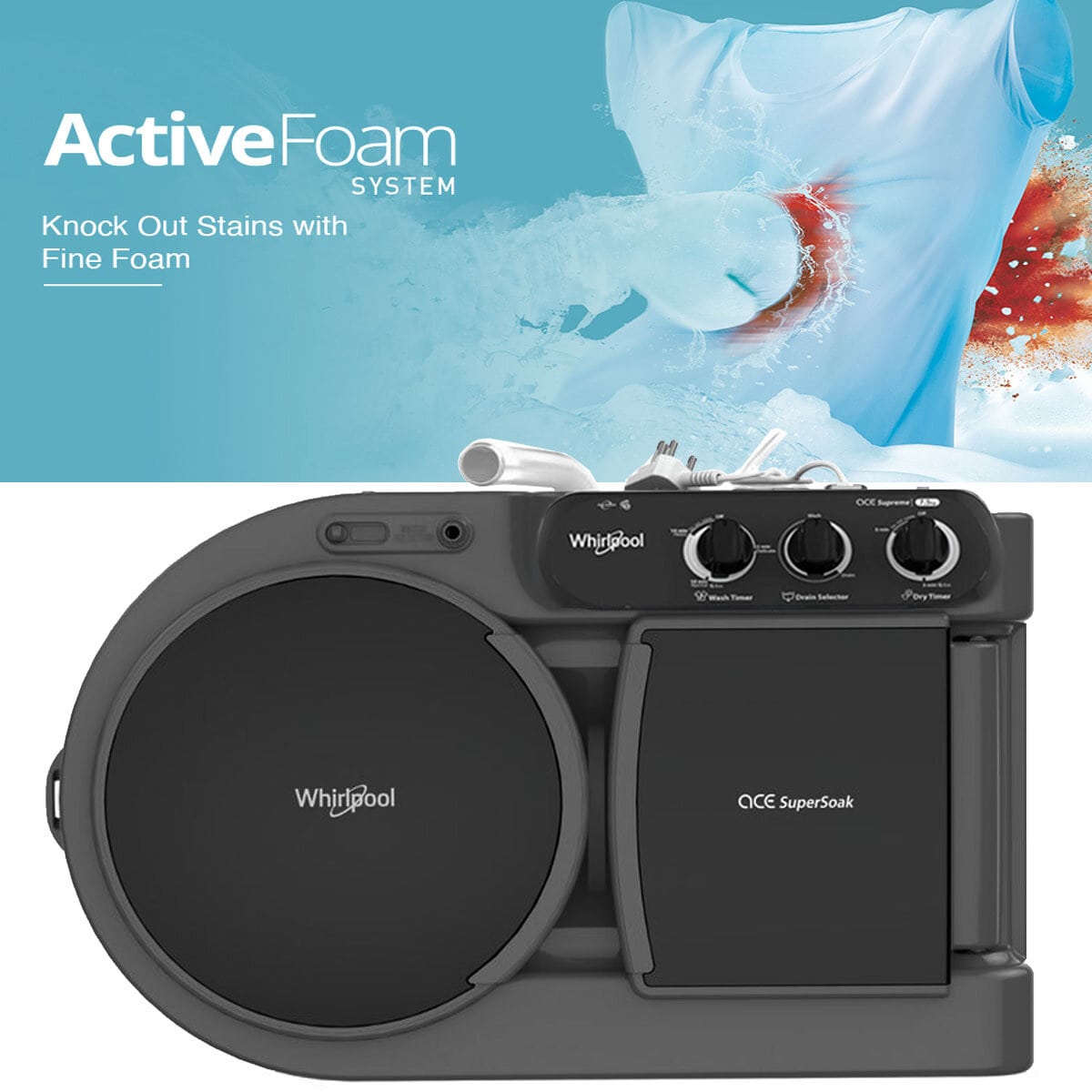 Whirlpool 7.5 KG Semi Automatic Machine with In built Scrubber and Rust and Corrosion Free Body, Grey Dazzle, Ace Super Soak Whirlpool 7.5 KG Semi Automatic Machine with In built Scrubber and Rust and Corrosion Free Body, Grey Dazzle, Ace Super Soak - Image 11