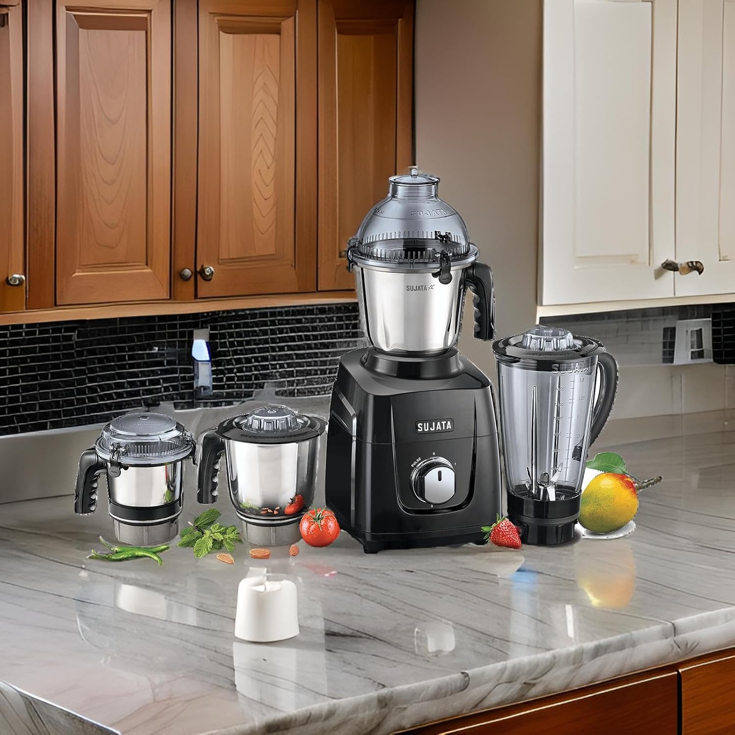 Sujata 1000 Watt, 4 Jars, Mixer Grinder with Pulse Action, Unbreakable Handle & Coconut Milk Extractor, MG-03 - Image 11