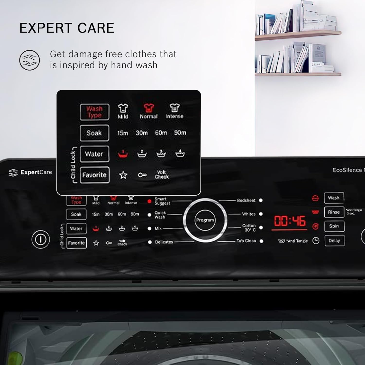 Bosch 8 KG Fully Automatic Top Load Machine with Stainless Steel Drum and Digital Display, Silver, WOE802S7IN - Image 6